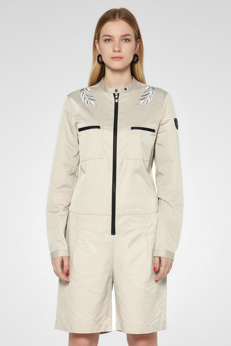 Scuderia Ferrari Women Sportswear Fit Long Sleeve Outdoor Playsuits, Beige - Image 2